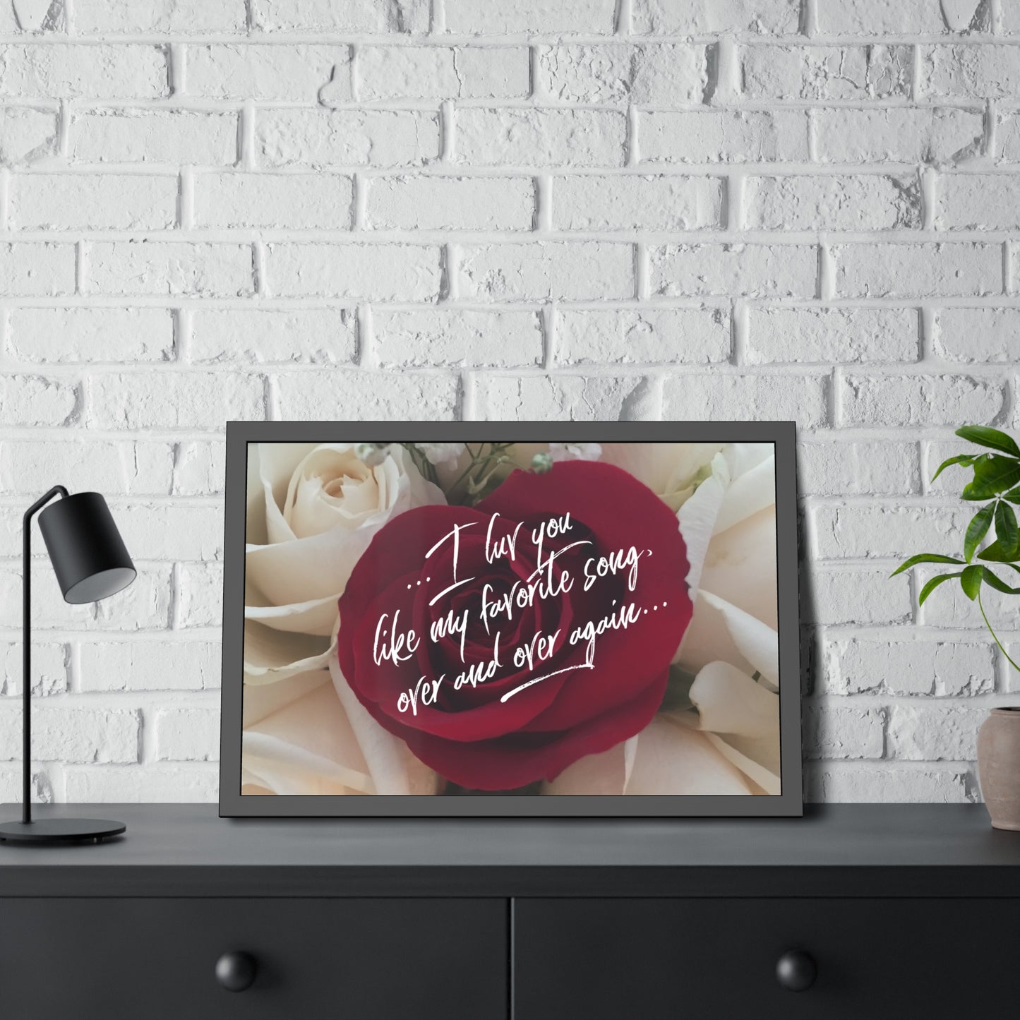"I luv you like my favorite song..." My Luv Notes Valentine's Day Poster in Black Frame