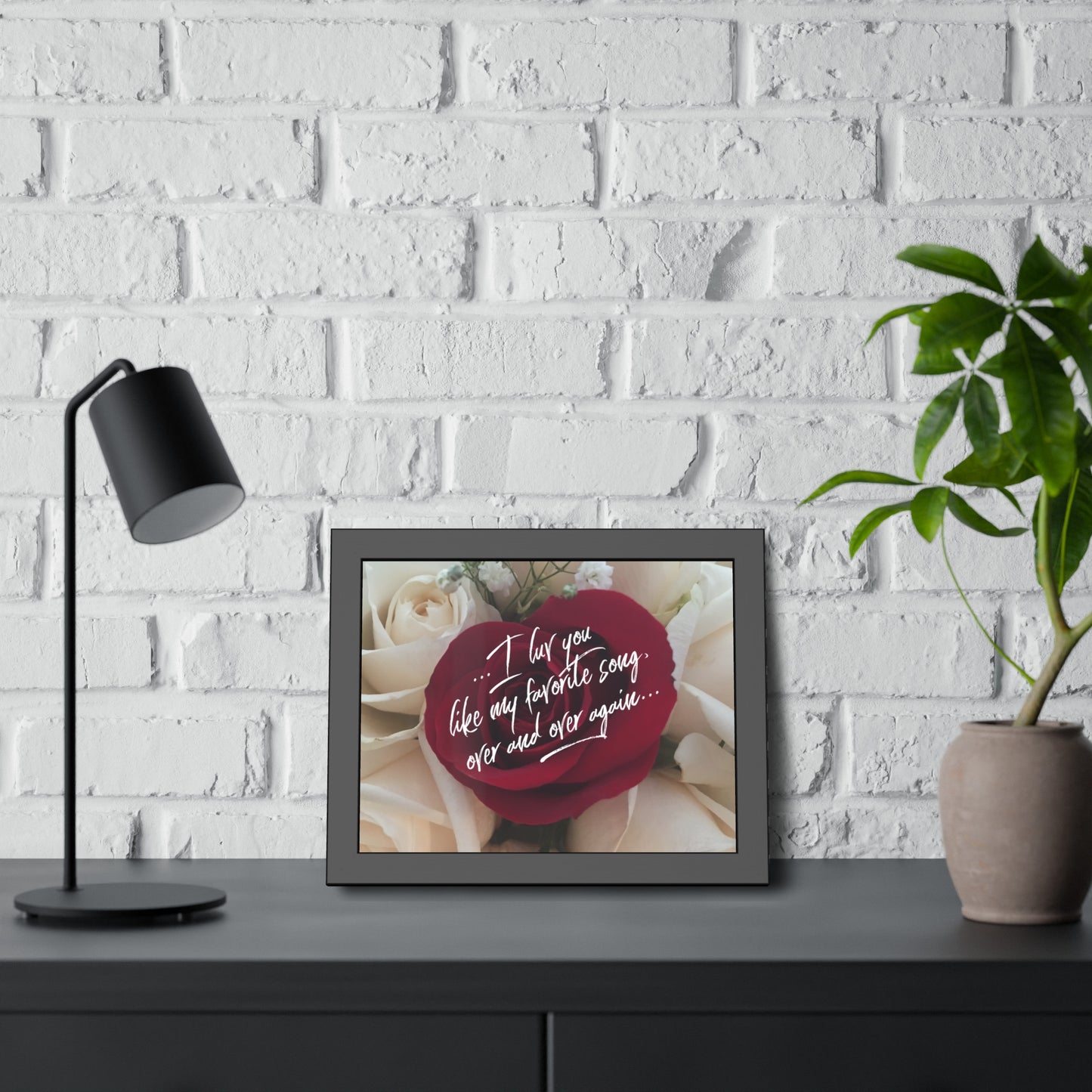 "I luv you like my favorite song..." My Luv Notes Valentine's Day Poster in Black Frame