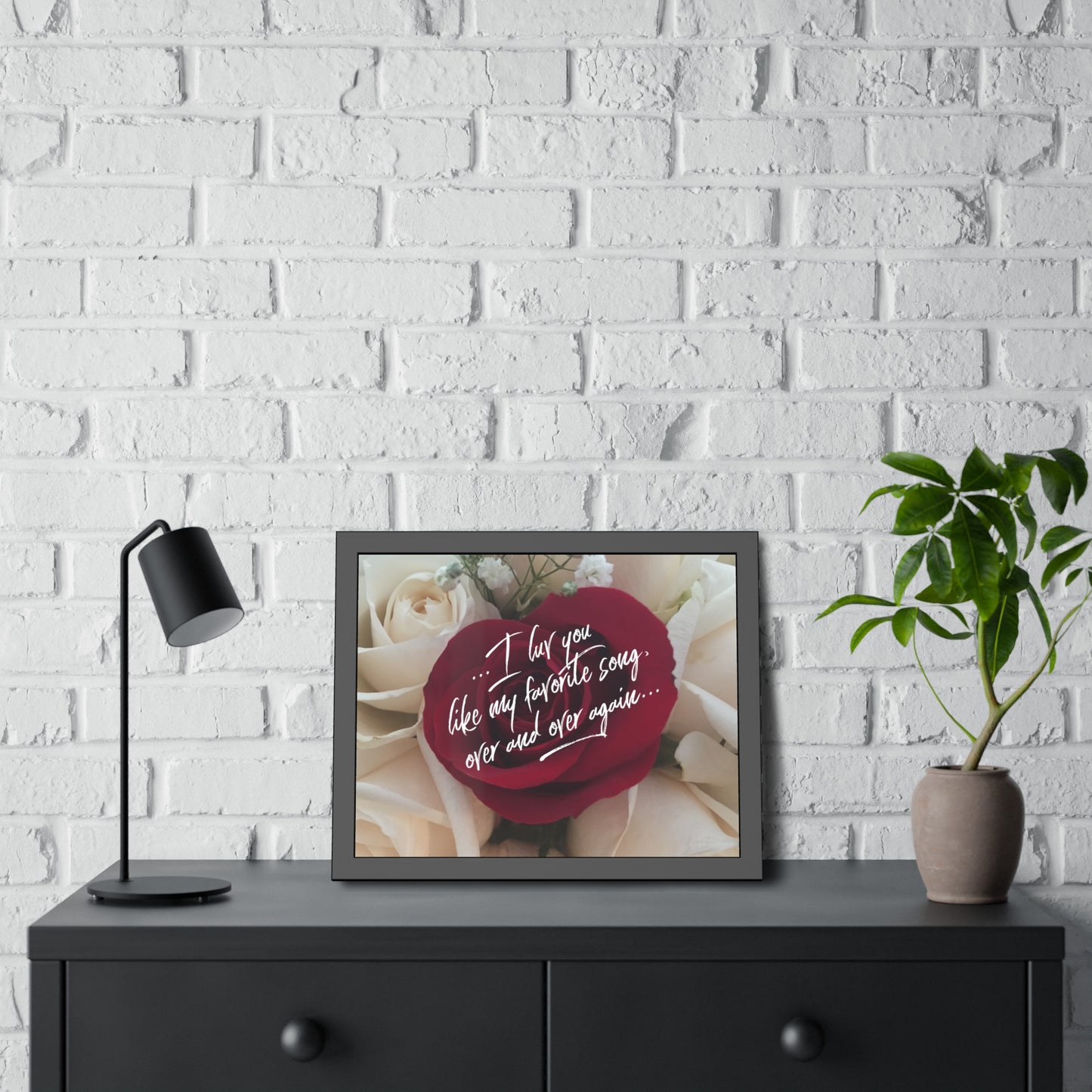 "I luv you like my favorite song..." My Luv Notes Valentine's Day Poster in Black Frame