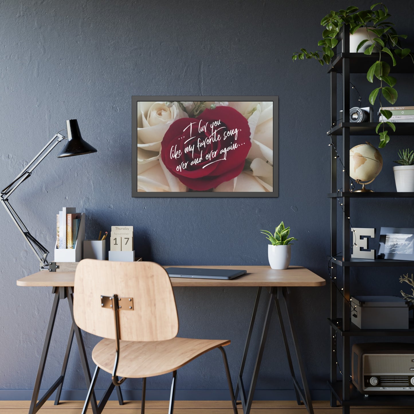 "I luv you like my favorite song..." My Luv Notes Valentine's Day Poster in Black Frame