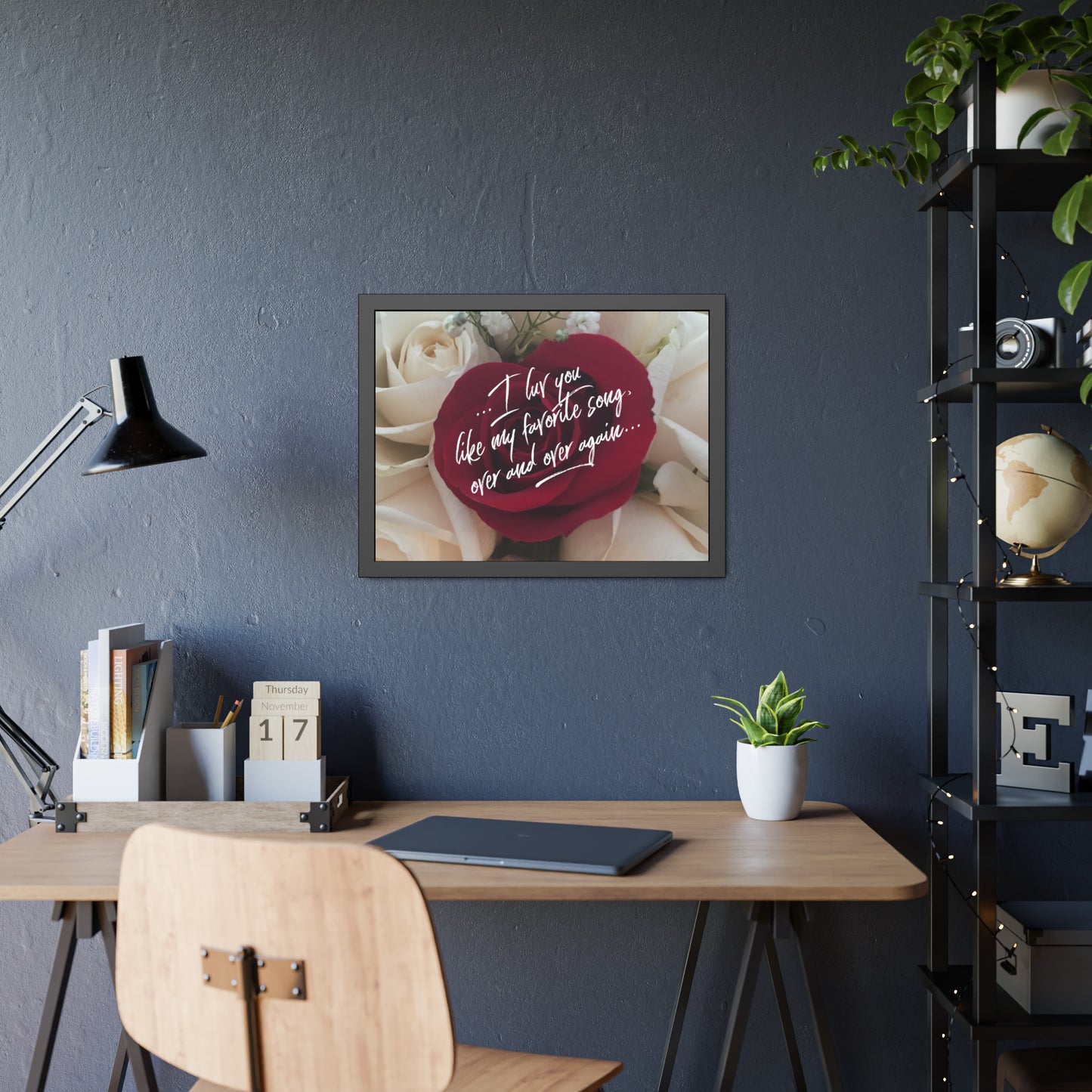 "I luv you like my favorite song..." My Luv Notes Valentine's Day Poster in Black Frame