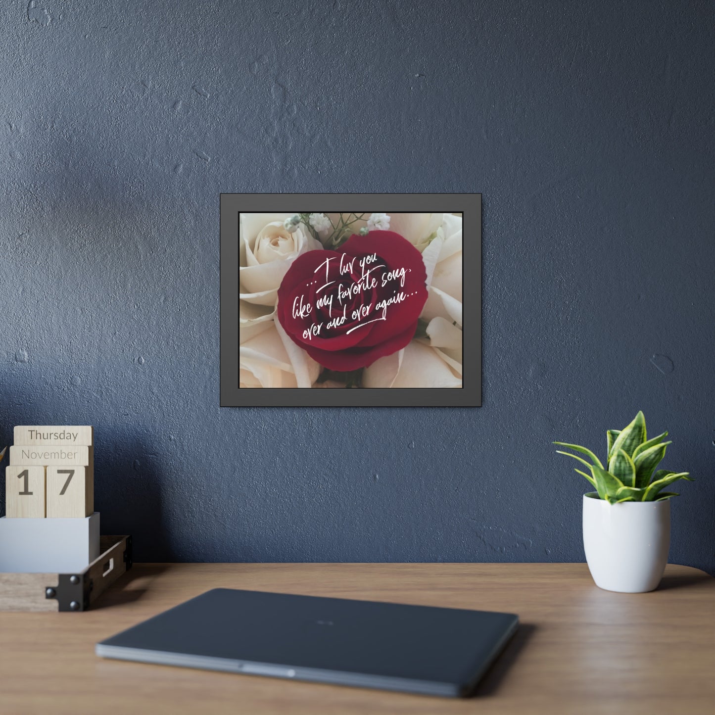 "I luv you like my favorite song..." My Luv Notes Valentine's Day Poster in Black Frame