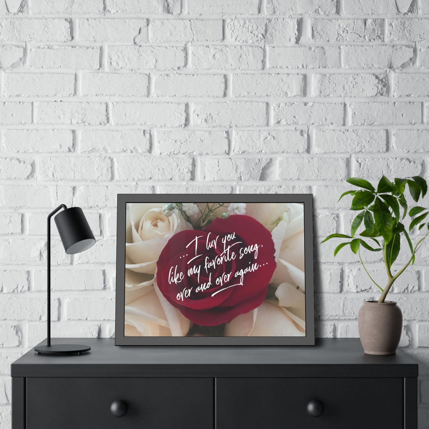 "I luv you like my favorite song..." My Luv Notes Valentine's Day Poster in Black Frame