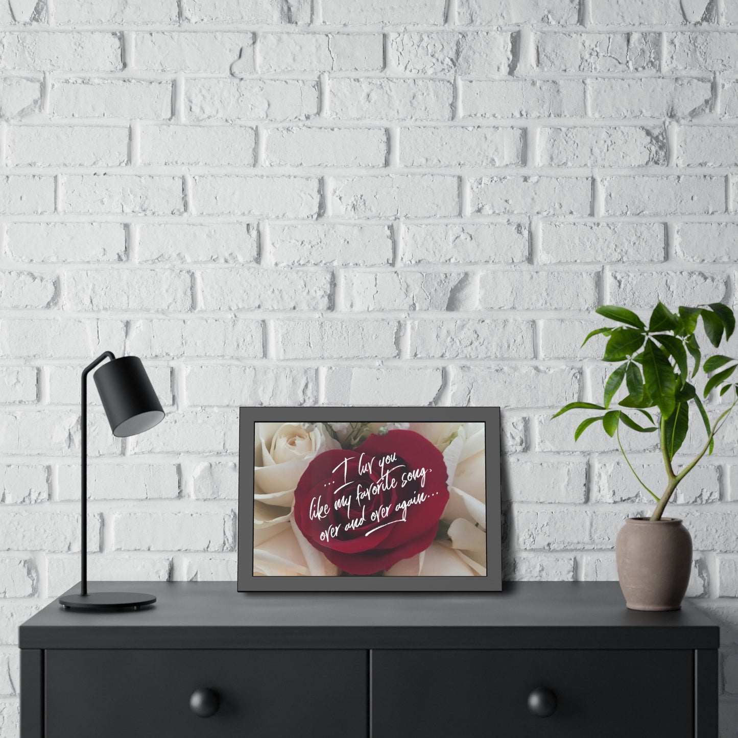 "I luv you like my favorite song..." My Luv Notes Valentine's Day Poster in Black Frame